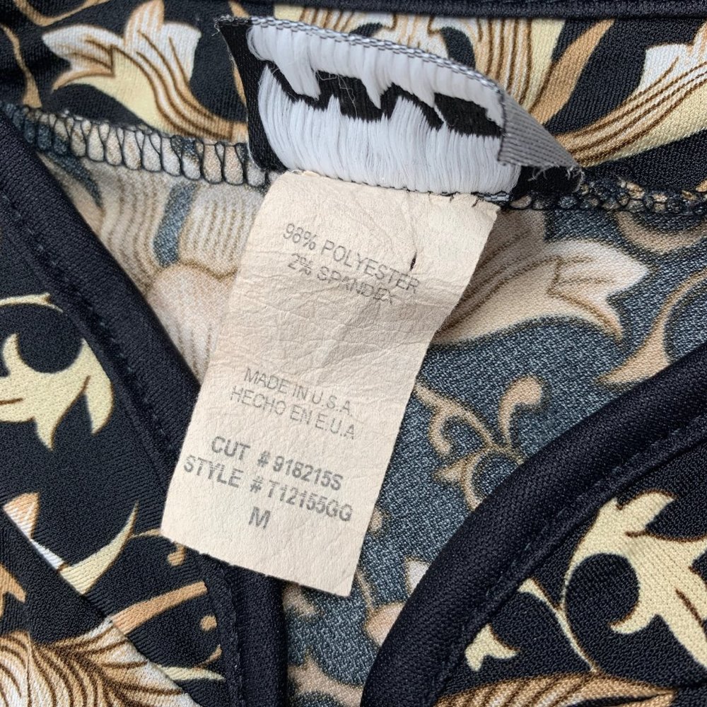 Vintage 90s Y2K Black Brown Asian Top Cheongsam - Picture 4 of 7